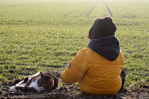 Enjoying a morning with a cat